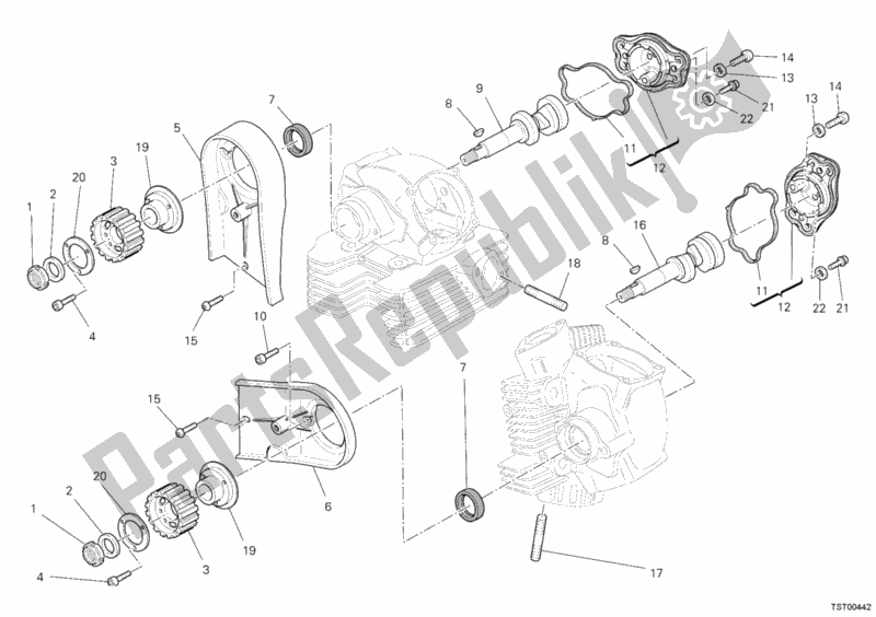 Alle onderdelen voor de Nokkenas van de Ducati Hypermotard 1100 EVO 2012